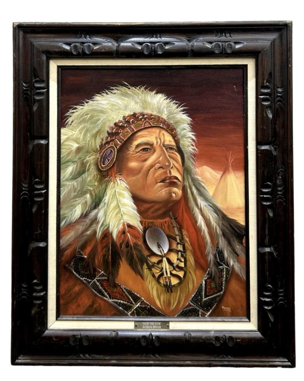 Barbara Spencer | Signed Barbara Spence “Chief Red Wing Oil | MutualArt