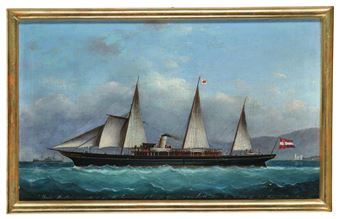Vaso Basilio Ivankovic (Constantinople 1815 - 1898 Trieste), the steam yacht Hertha - Basilio Ivankovic