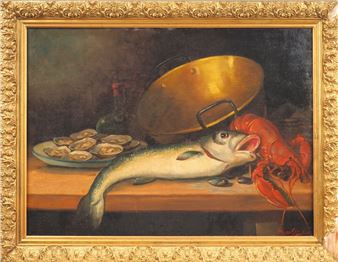 Nature morte aux poissons et crustacés - Jules Georges Pascal