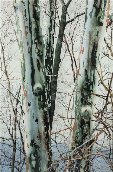 Charlie Pitcher Winter Greens II Watercolor 1998 by Charles Pitcher, 1998