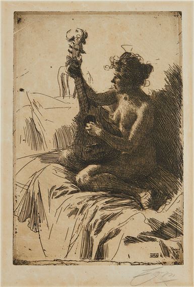 アート・デザイン・音楽 Anders Zorn Anders Zorn | Anders Zorn Souvenir/Guitar Etching 1895 (1928
