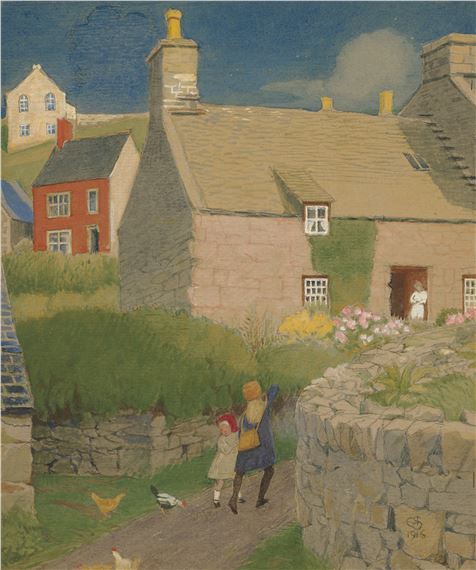 The Mill Cottage, Harlech, North Wales by Joseph Edward Southall, 1916