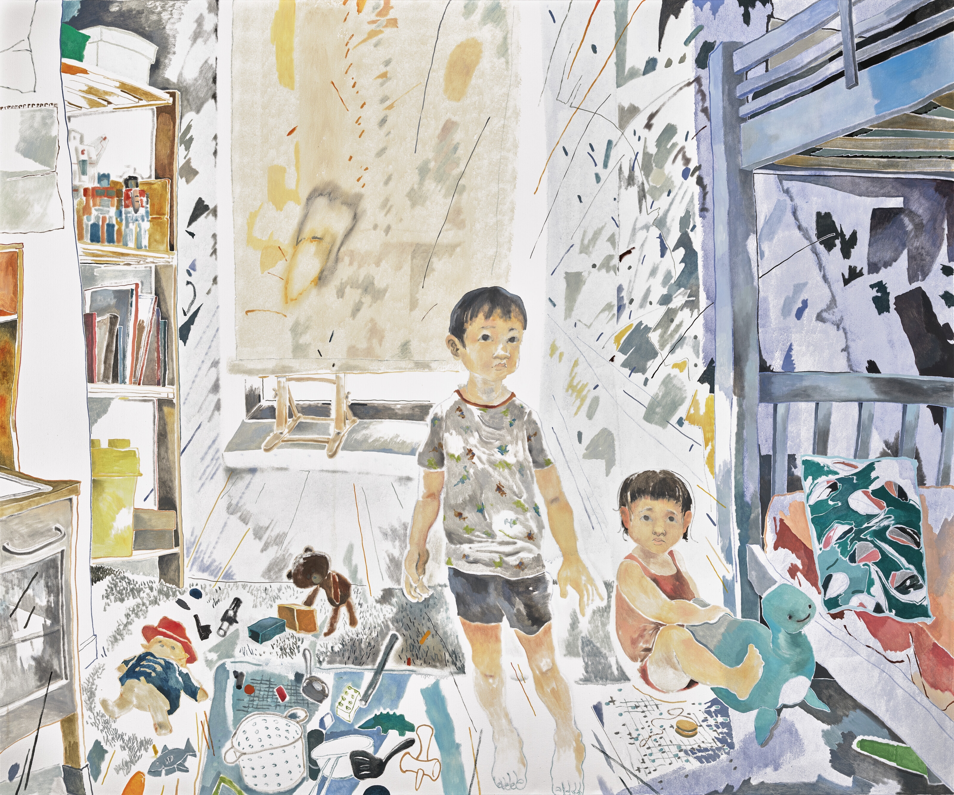 Artwork by Chris Huen Sin Kan, Joel and Tess, Made of oil on canvas