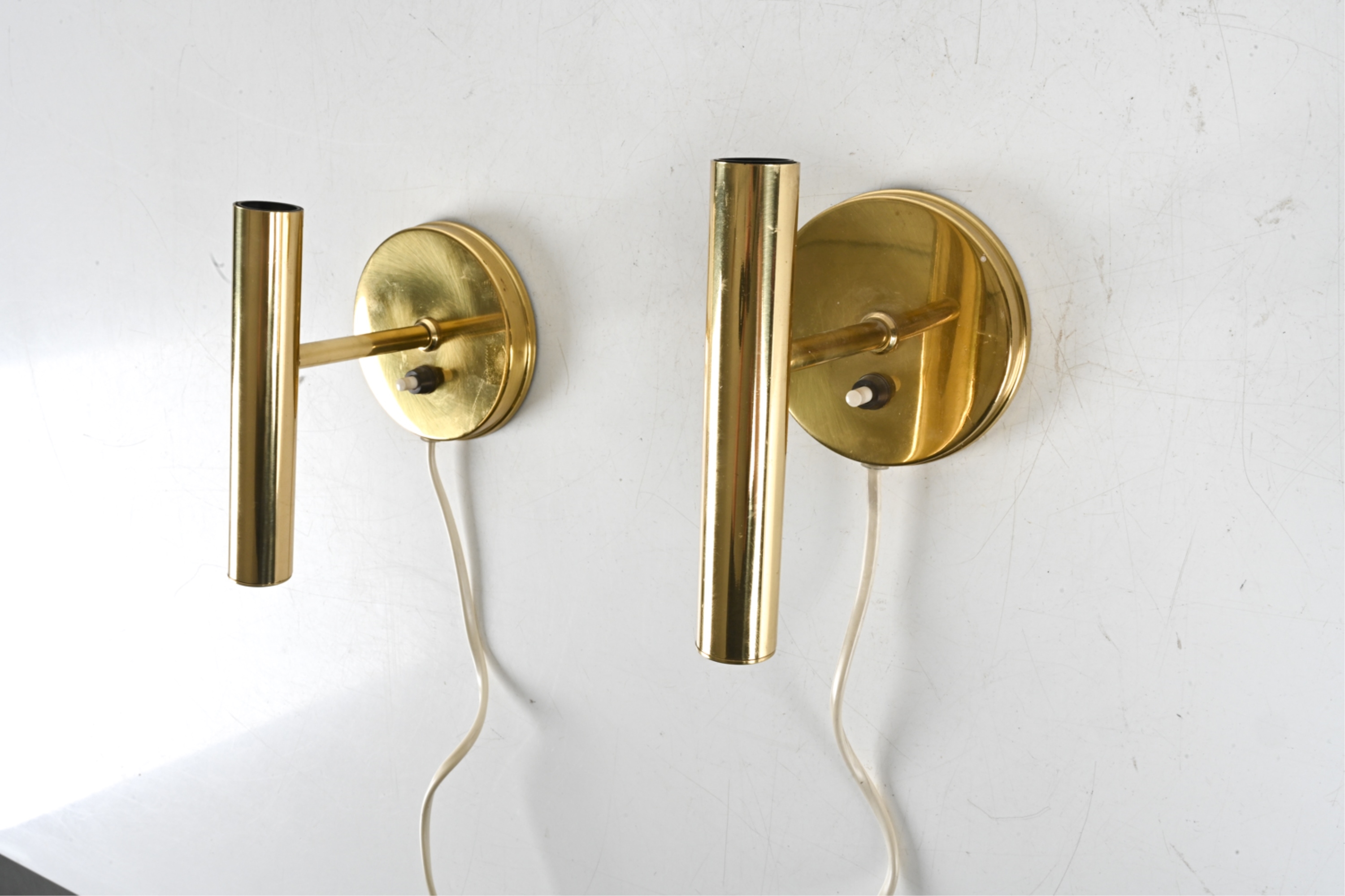 Artwork by Sv. Mejlstrøm, 2) SVEND MEJLSTROM MODERNIST BRASS SCONCES, Made of plates