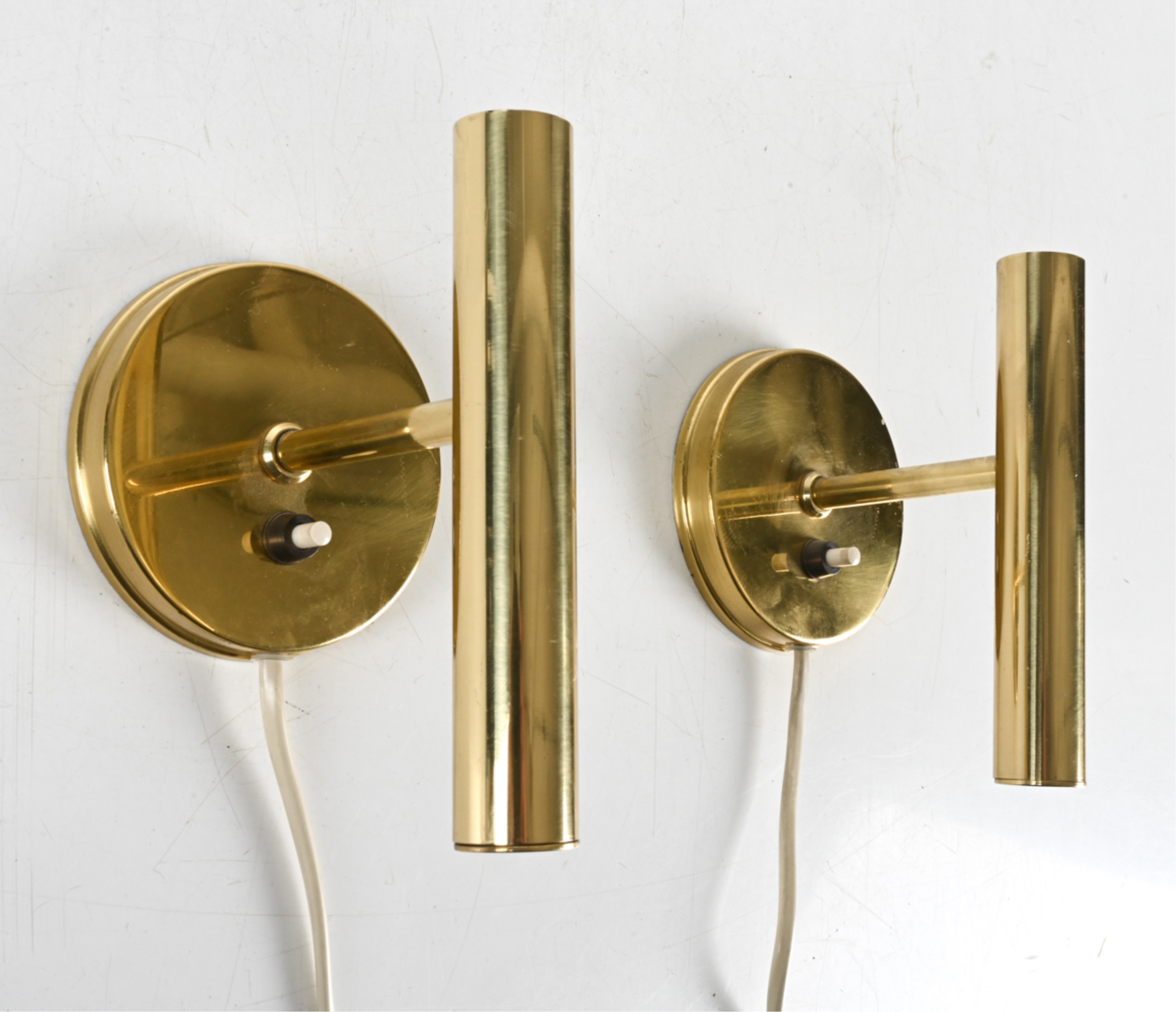 Artwork by Sv. Mejlstrøm, 2) SVEND MEJLSTROM MODERNIST BRASS SCONCES, Made of plates