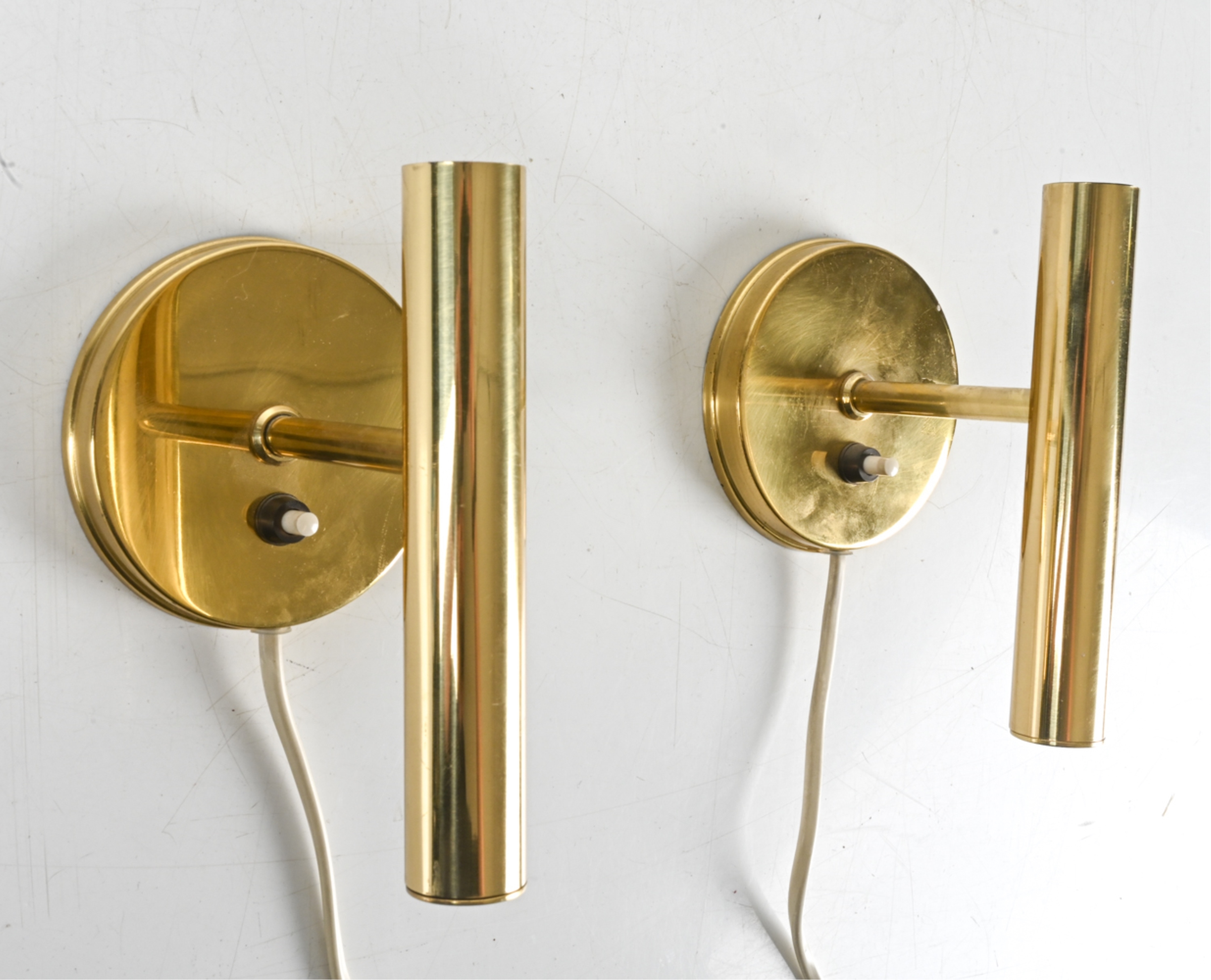 Artwork by Sv. Mejlstrøm, 2) SVEND MEJLSTROM MODERNIST BRASS SCONCES, Made of plates