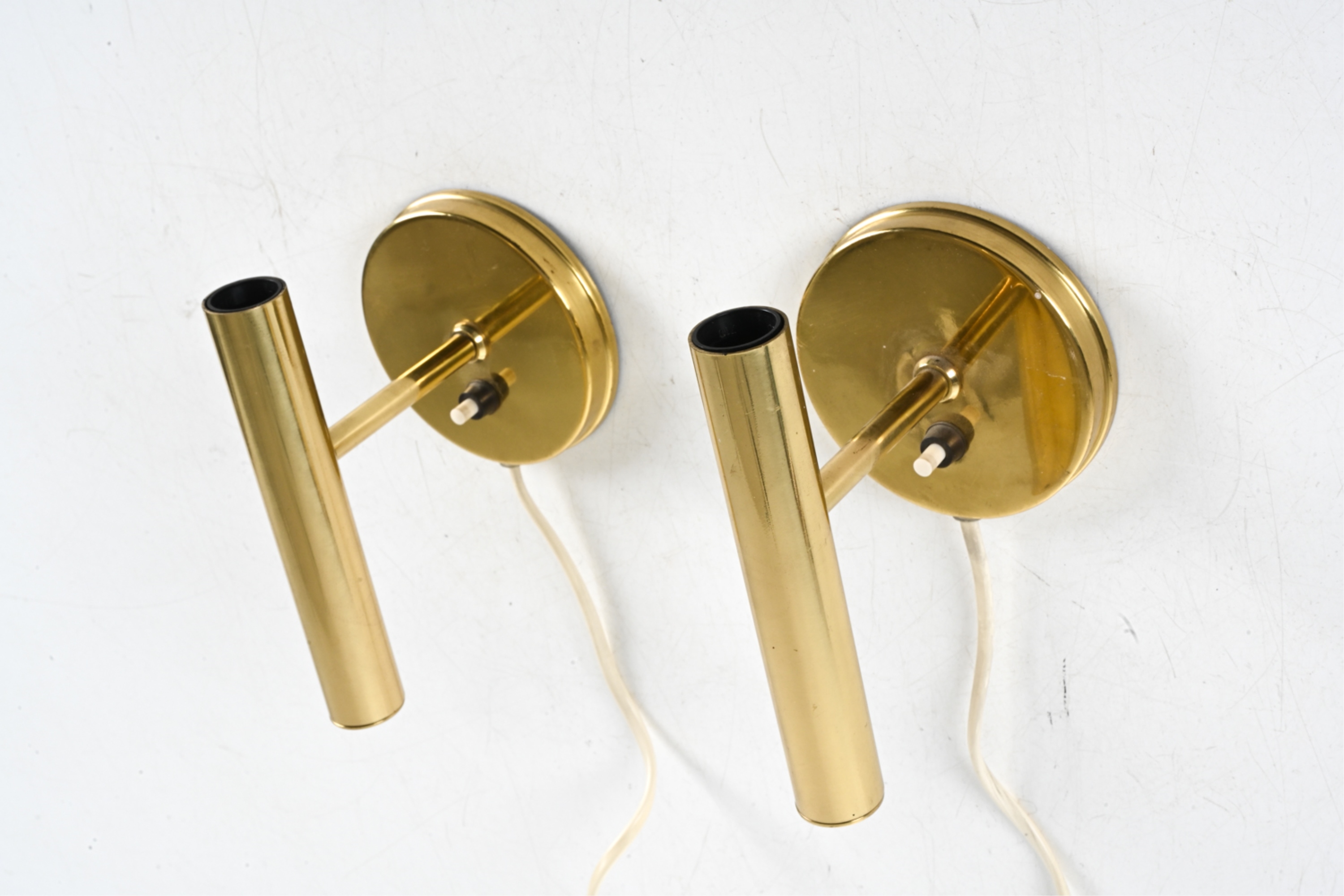 Artwork by Sv. Mejlstrøm, 2) SVEND MEJLSTROM MODERNIST BRASS SCONCES, Made of plates