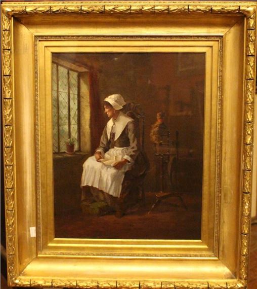 W. Reeves | W Reeves lady by a window with spinning wheel Academy study ...