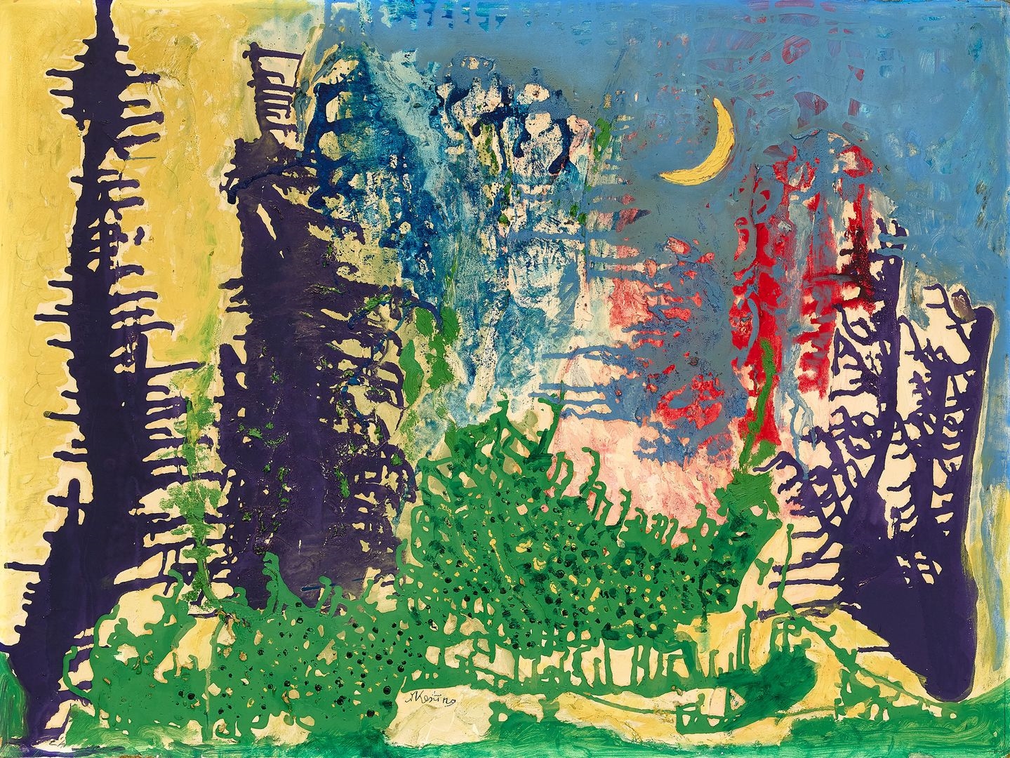 Edmund Kesting | Landschaft mit großem Mond (1965) | MutualArt