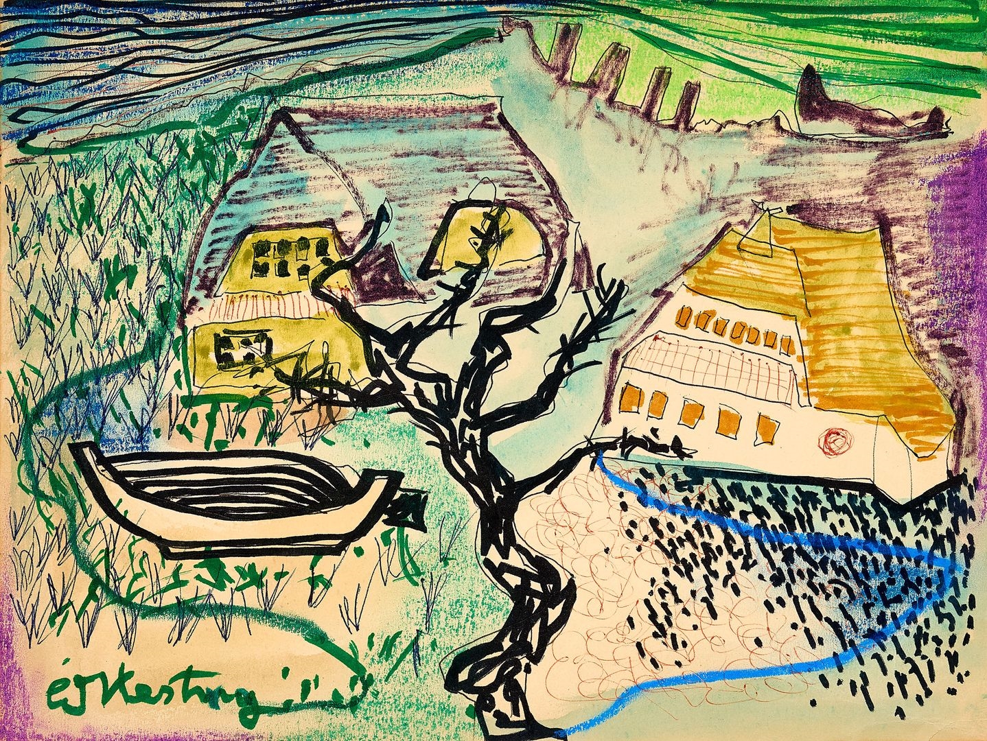 Edmund Kesting | Häuser hinter der Düne (1962) | MutualArt