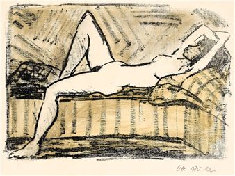 Liegende auf der Couch (Ruhender Akt) - Otto Mueller