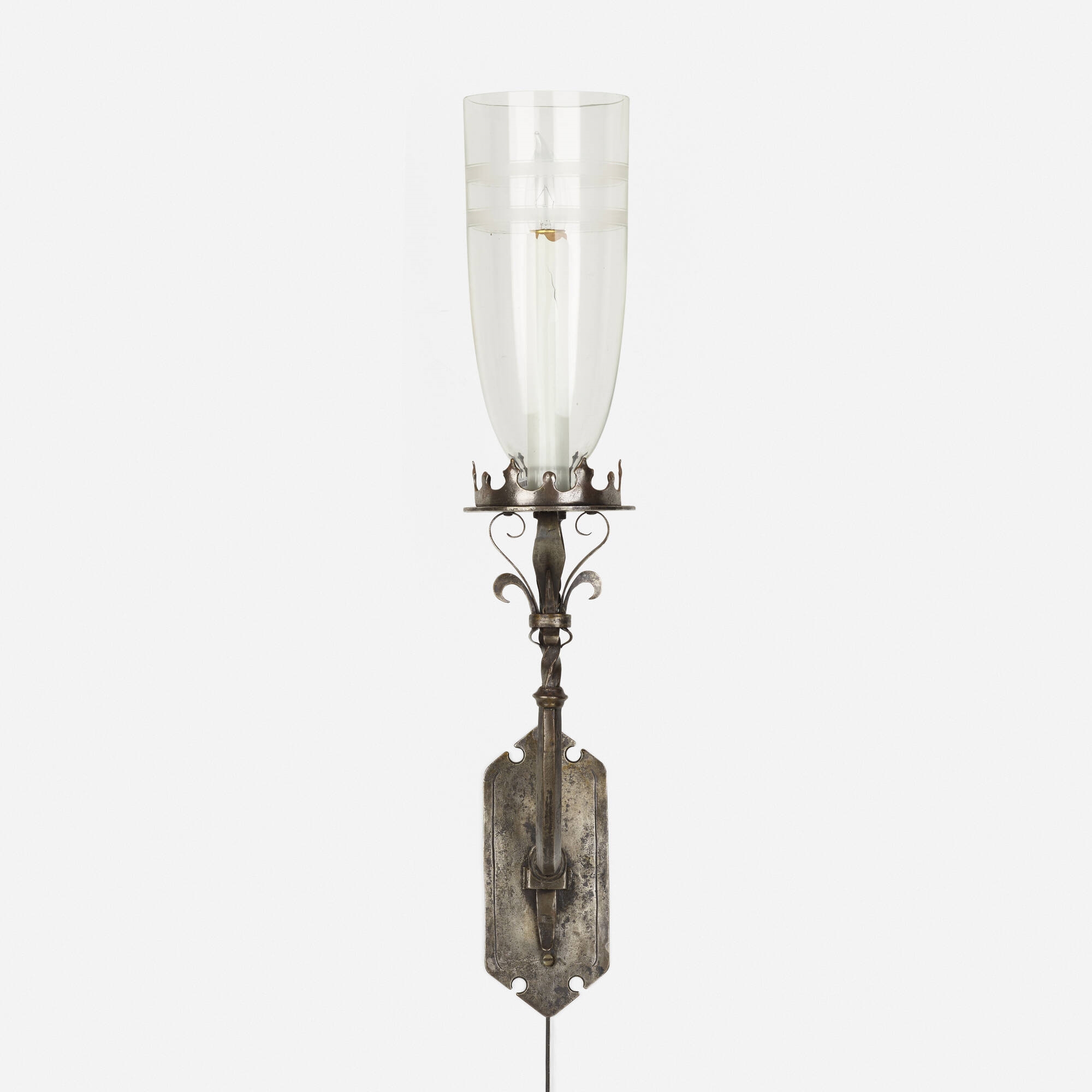 Samuel Yellin | Gothic style sconce from the Abraham T. Malmed ... - Decorative Textured Glass Gothic Sconce