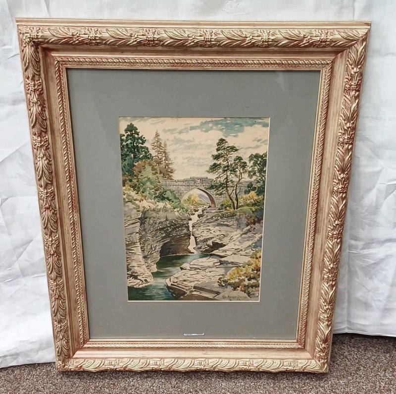 Melvin Rennie melvin rennie bridge of dee signed gilt framed watercolour 33 x 24