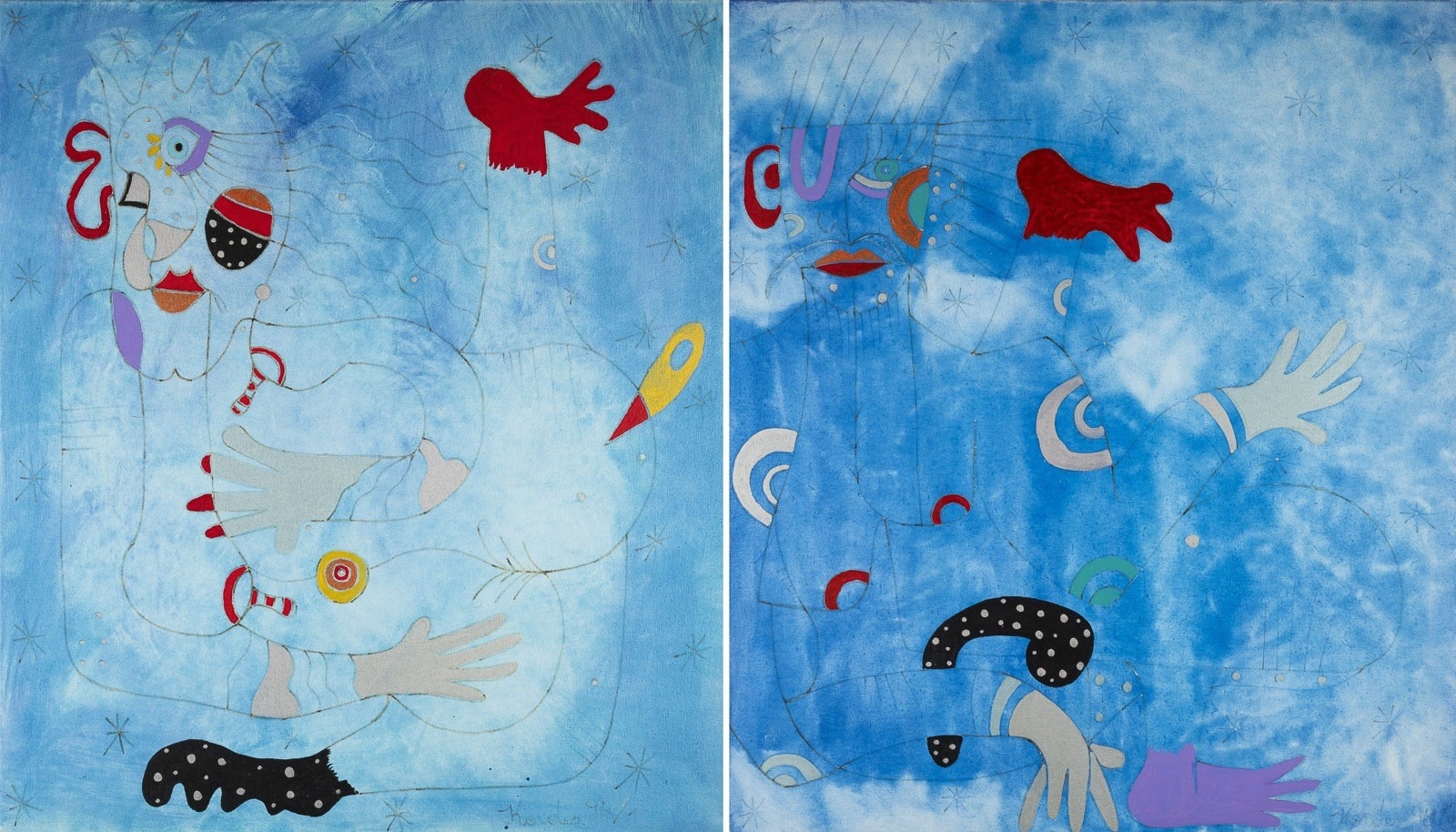 Artwork by Horst Kordes, PAAR FANTASTISCHE KOMPOSITIONEN (1994, Made of Mixed media on canvas