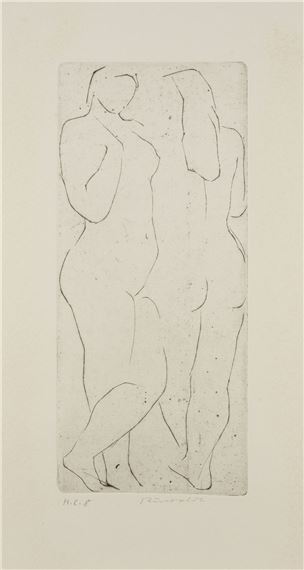 PAAR RADIERUNGEN (PAAR AKTE / KNIEENDER AKT by Hans Martin Ruwoldt, 1891 - 1969