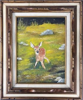 Original Oil Painting of Fawn, "Spotted Curiosity - Betty Baird