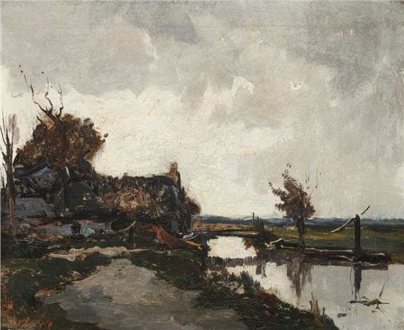 Willem de Zwart (Dutch 1862 - 1931). Dutch farmhouse by Wilhelmus Hendrikus Petrus Johannes de Zwart