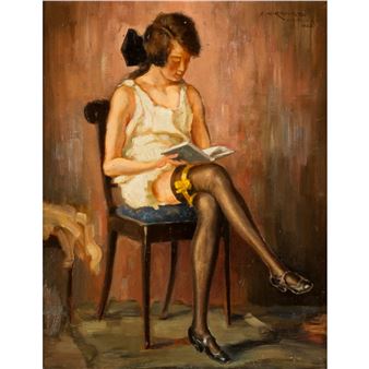 Lesendes Mächen - August Hirsching