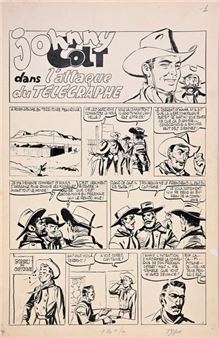 FRISANO, Jean (1927-1987) Jonnhy Colt. Set of three Indian ink plates on paper for this 1970s western. 50x32.5 cm. - Jean Frisano