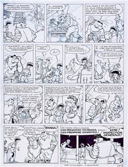 DESORGHER, Daniel (b. 1948) Jimmy Tousseul, T.3, plate 6. Blue pencil, felt pen and India ink on fine paper. Signed plate. 37.5x28.5 cm. - Daniel Desorgher