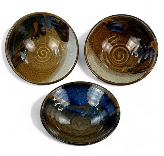 Three Michael Frasca Stoneware Pottery Bowls
