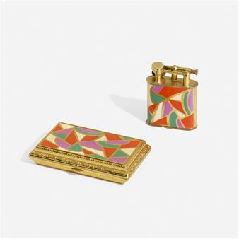 Golden Wheel cigarette case and lighter - Henry Lederer