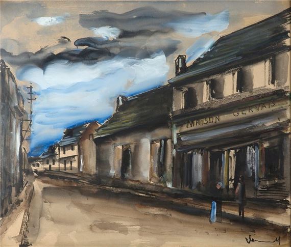 La maison Gervais Gouache on paper by Maurice de Vlaminck