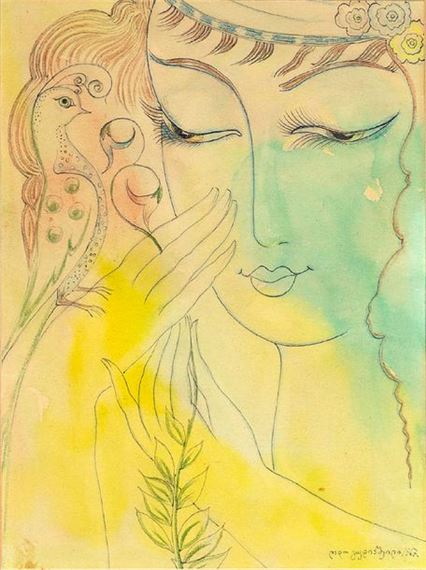 L'oiseau secret by Lado Davidovich Gudiashvili , 1967