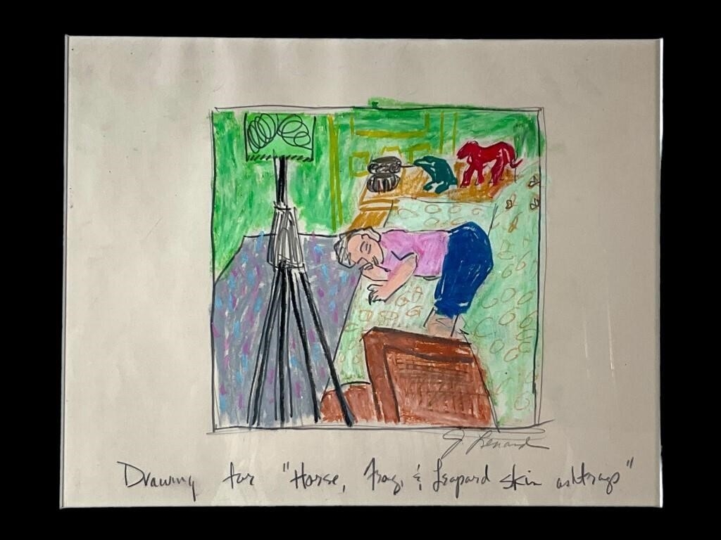 Artwork by Jessica Lenard, Horse, Frog & Leopard Skin Ashtrays, J. Lenard, Made of Mixed media on paper