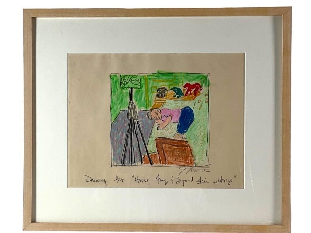 Artwork by Jessica Lenard, Horse, Frog & Leopard Skin Ashtrays, J. Lenard, Made of Mixed media on paper