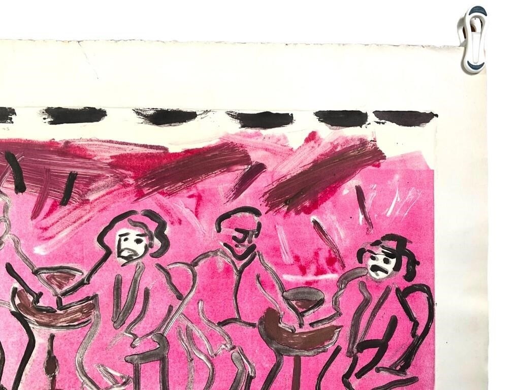 Artwork by Jessica Lenard, At The Cafe, Jessica Lenard, Made of mixed media on pressed paper