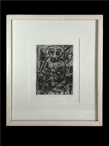 Distraught" Etching by Jessica Lenard