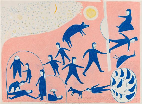 Drawing for "Kiviuk and the Grizzly by Jessie Oonark, circa 1979