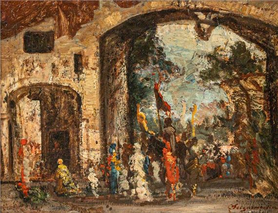 Oriental scene Oil... - Lot by Jean Seignemartin