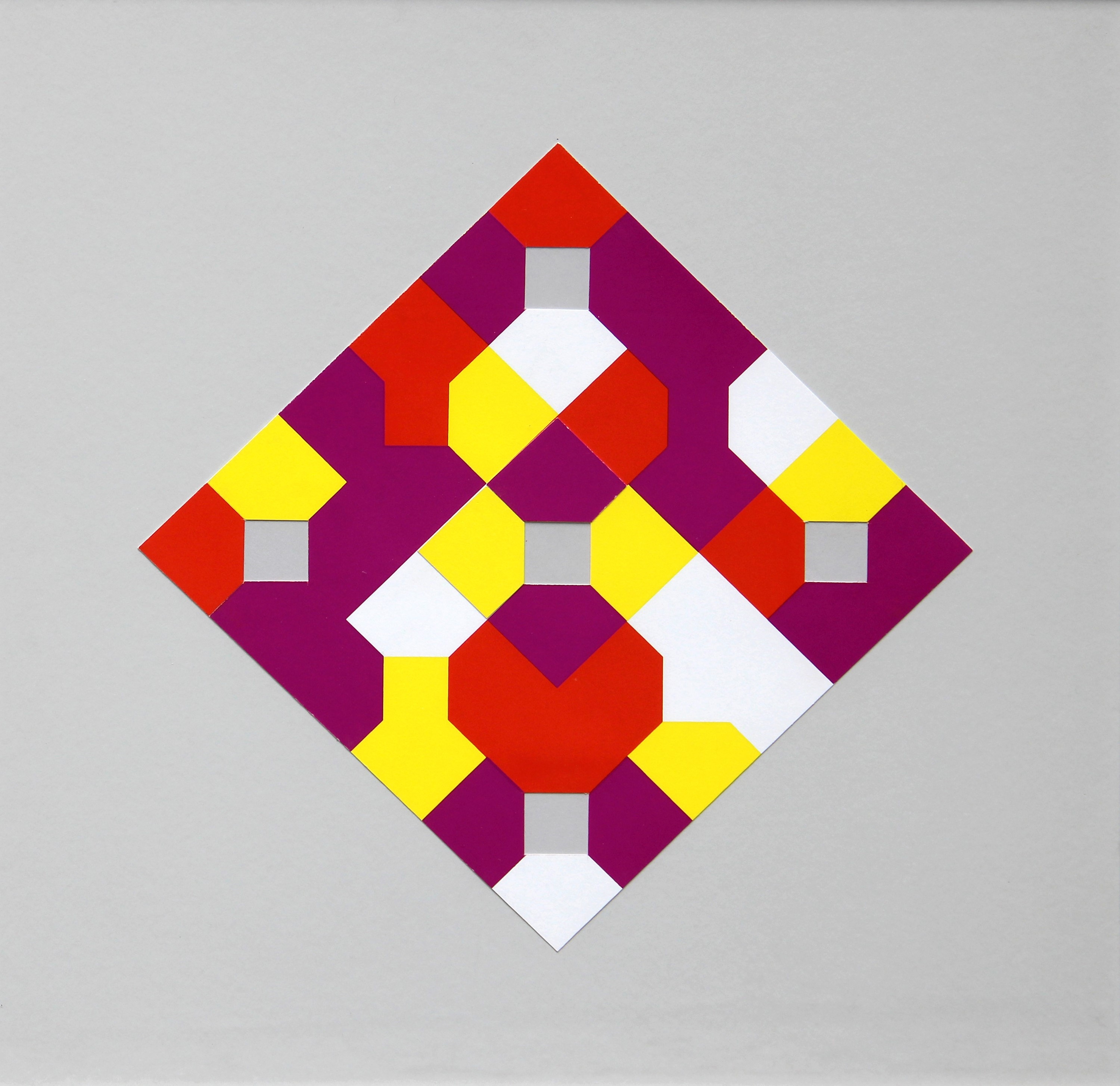 Artwork by Bruno Milano, Curva di Peano, Made of acrylic and collage on cardboard