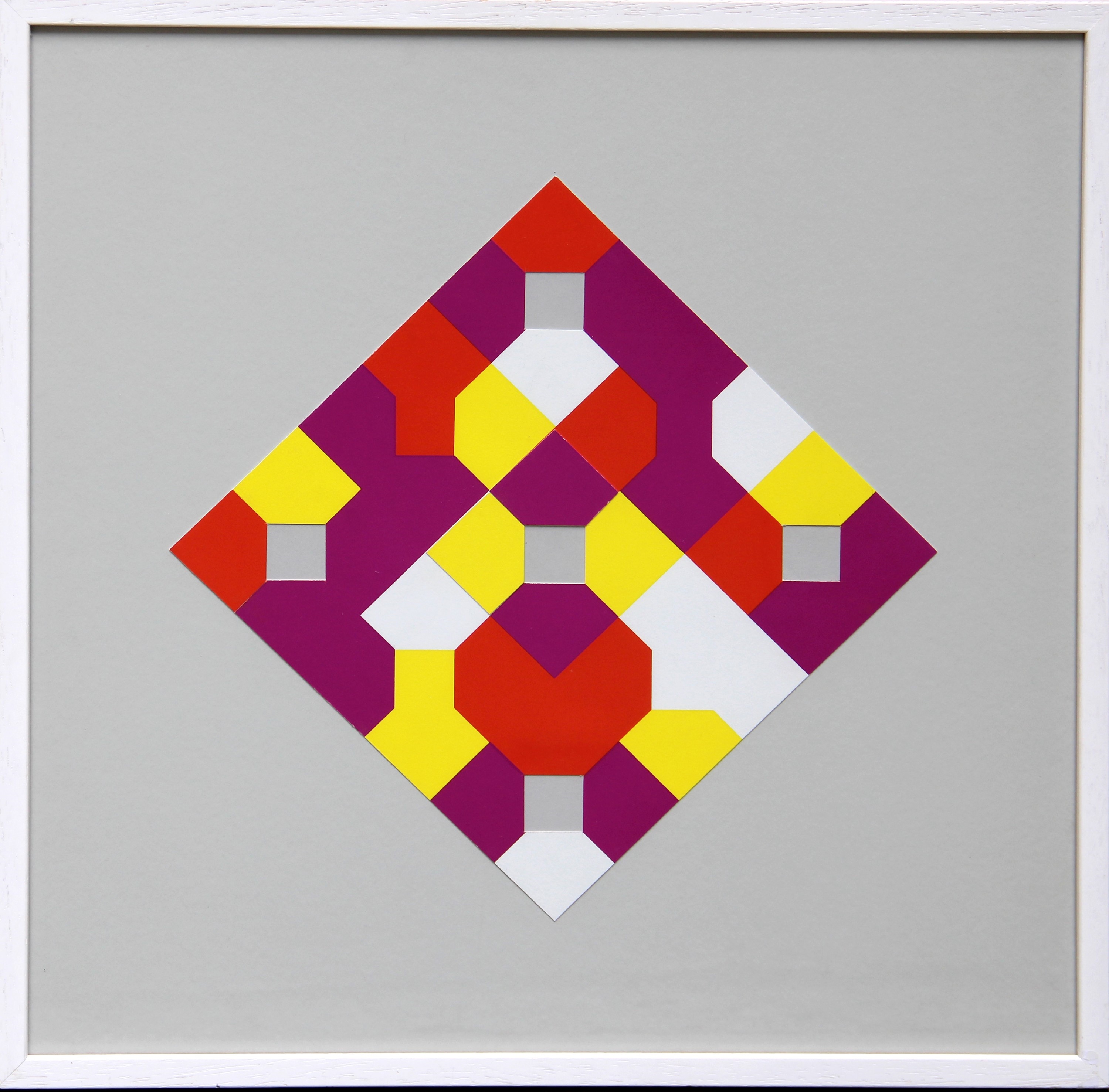 Artwork by Bruno Milano, Curva di Peano, Made of acrylic and collage on cardboard