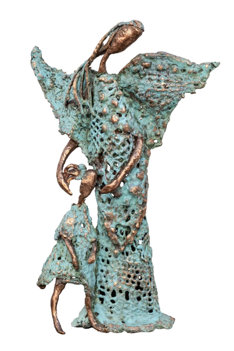 Artwork by Jadwiga Bardyszewska, Guardian angel, Made of Bronze