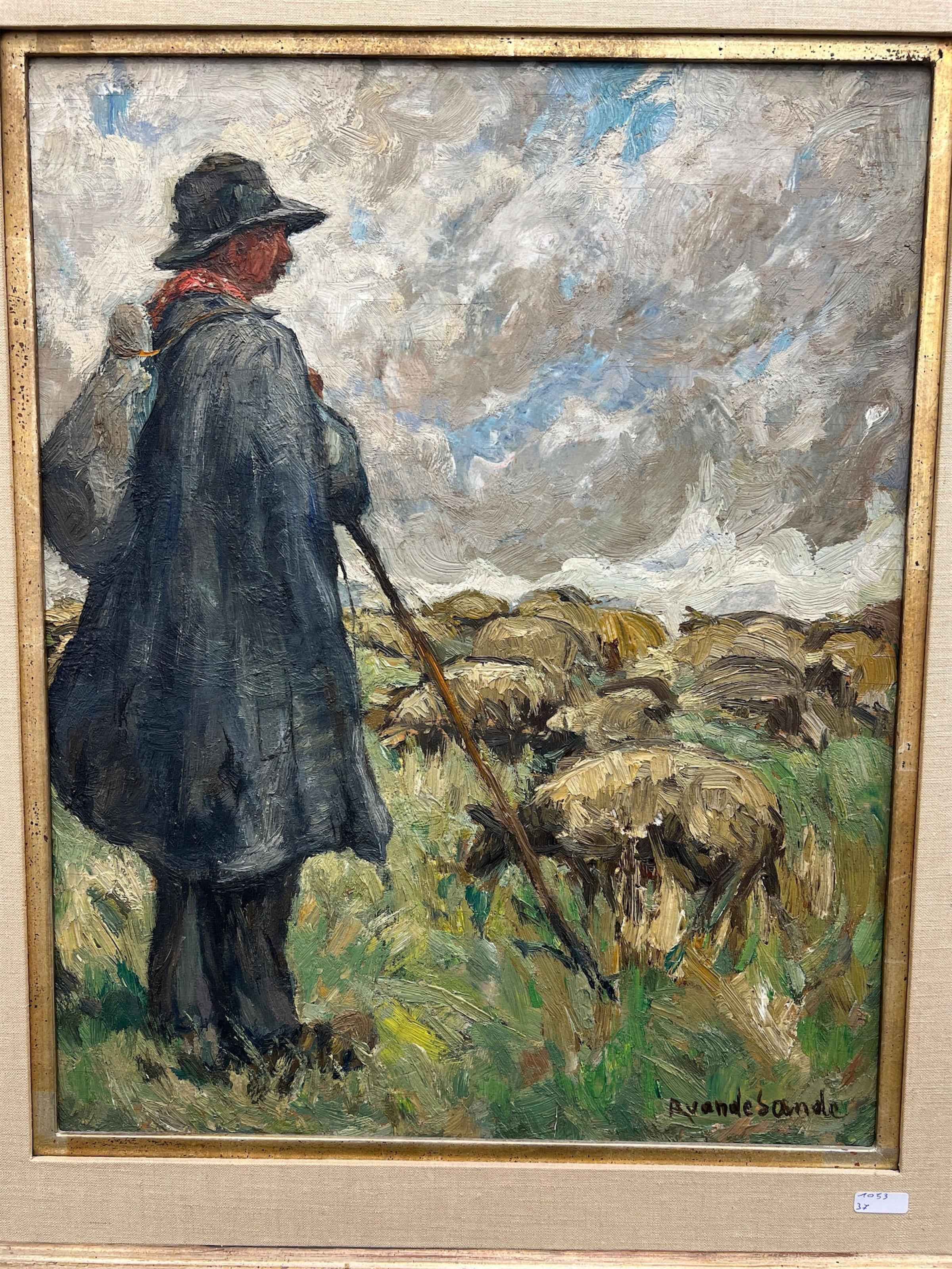 René Sande | Berger et ses moutons | MutualArt