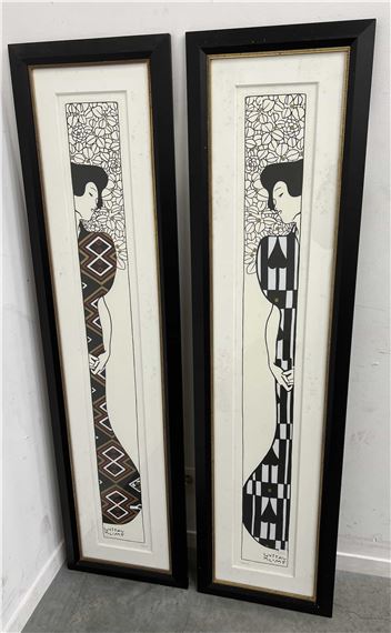 1art1 Gustav Klimt Poster Two Silhouettes, 1912 Art Print Reproduction 158x53 cm