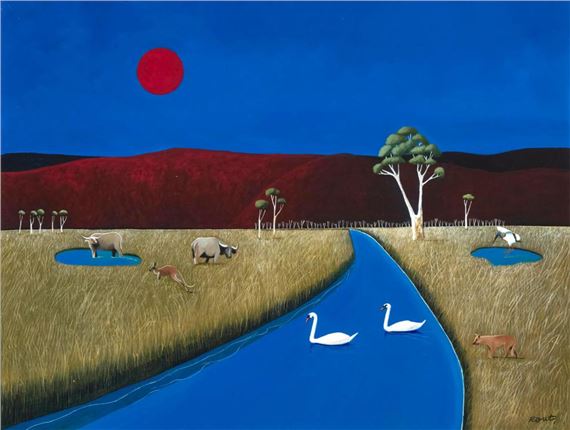 Keith Rout | Landscape with River and Wildlife | MutualArt