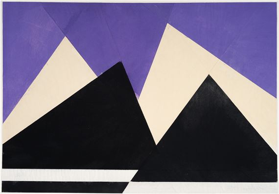 Schwarz-Weiße Aufgipfelung vor Violett by Hermann Glöckner, 1976