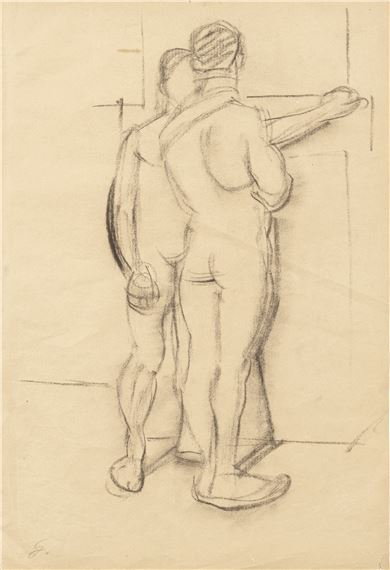 Zwei männliche Akte, der Vordere vom Rücken