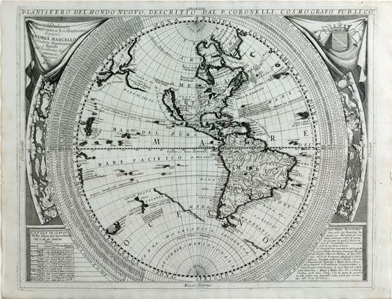 Vincezo Maria Coronelli | Coronelli Map of the New World (17th Century ...
