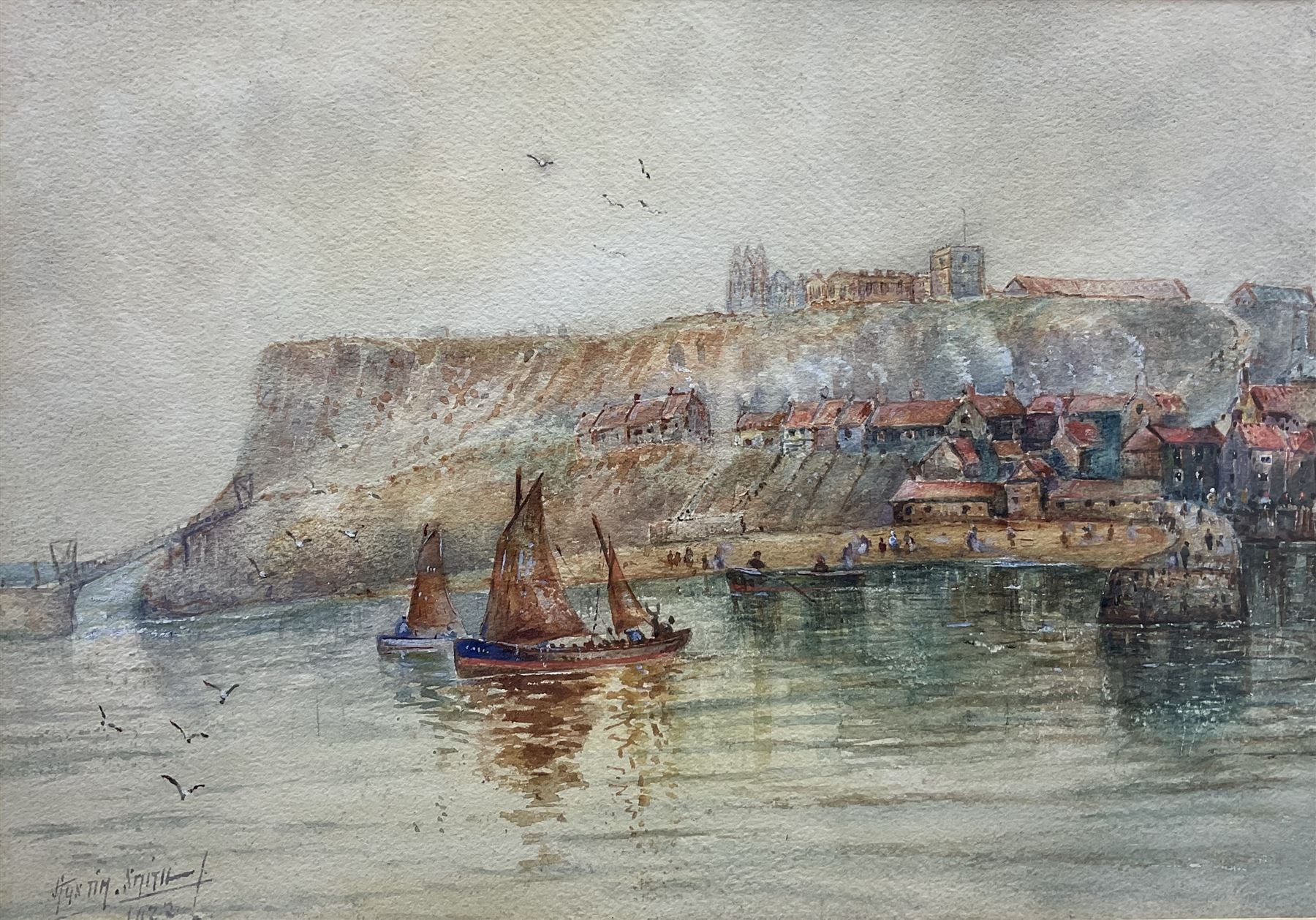 Austin Smith | Whitby Abbey from Across the Harbour (1923) | MutualArt