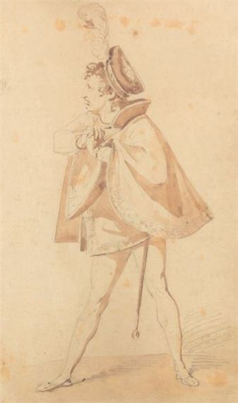 Portrait of Gaveau Black pencil and wash by Horace Vernet