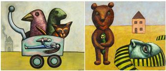 surrealist cart with cats - Erica Daborn