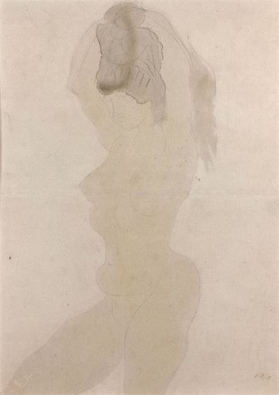 Nude with raised arms, circa by Auguste Rodin, circa 1896