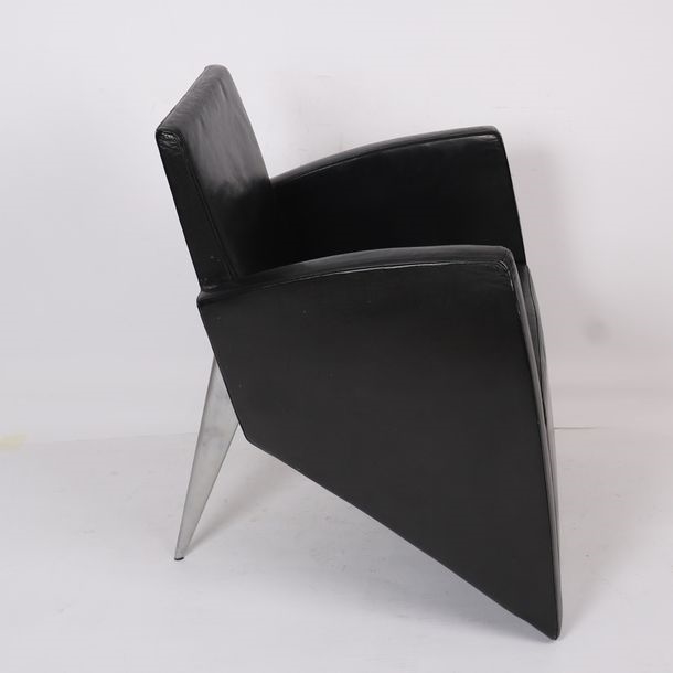 Artwork by Jack Lang, JACK LANG" ARMCHAIR Armchairs with seats, Made of black leather