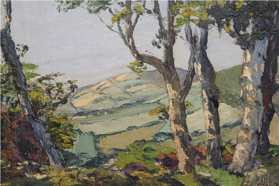 landscape through trees by Leonard Richmond