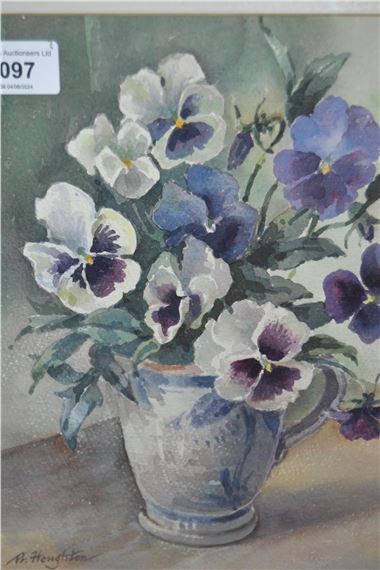 still life of a jug with flowers by Albert Houghton